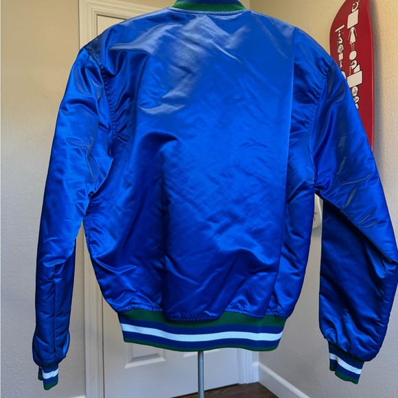 Vintage 1990s Minnesota Timberwolves Satin Starter Bomber Jacket Sz L - Picture 5 of 11